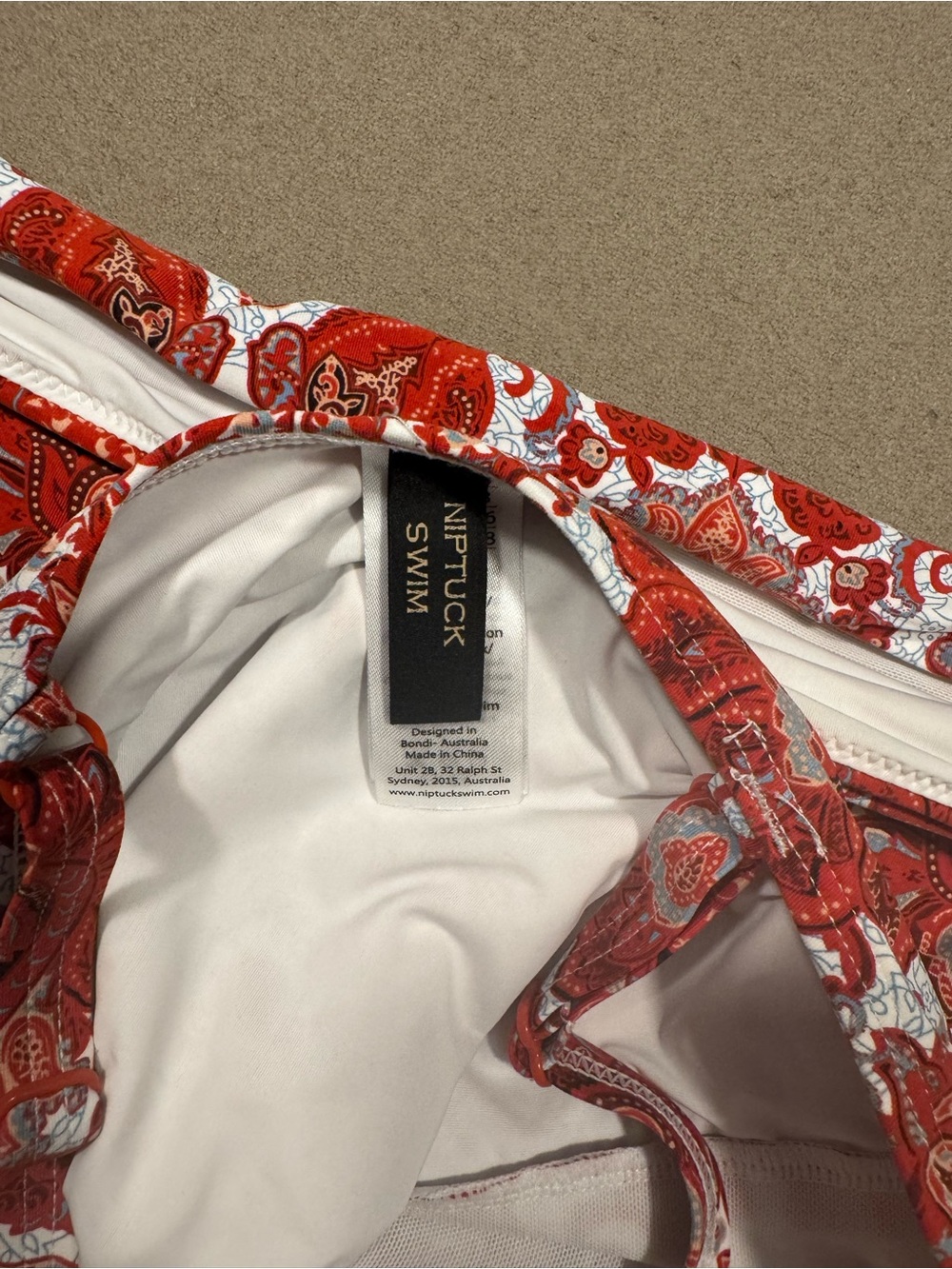 Rust and White Floral Two-Piece Tankini Swimsuit women’s size 10 nip tuck brand - Picture 6 of 7